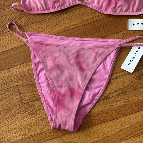 NWT KENDALL & KYLIE Pink Tie-dyed Barbados Lurex Triangle Bikini Top - Picture 7 of 15